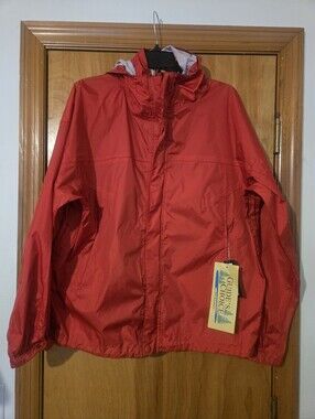 100% Waterproof Men's Hooded Red Windbreaker Jacket Size L